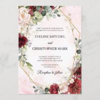 Boho blush burgundy pink gold geometric wedding