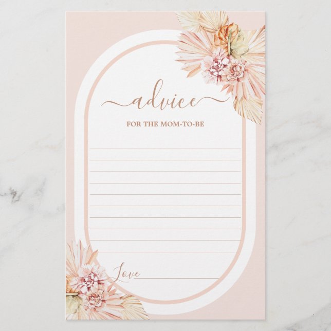 Boho Blush Desert Advice for Mom To Be card (Front)
