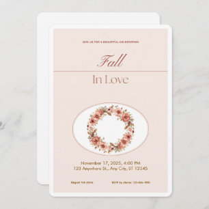Boho Blush Fall Romance Floral Wedding Invitation