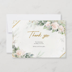 Boho Blush Floral Eucalyptus Carte de remerciement