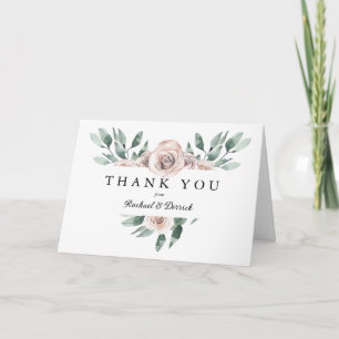 Boho Blush Floral Merci avec votre nom(s)