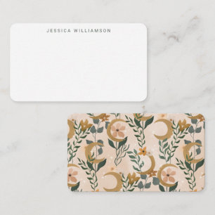 Boho Blush Floral Moon Custom Name Gift Enclosure  Card