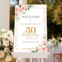Boho Blush floral sage gold 50th birthday welcome