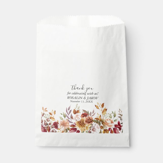 Boho Blush Floral Wedding Invitation Favour Bag (Front)