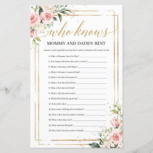 Boho blush floral who knows mommy and daddy best