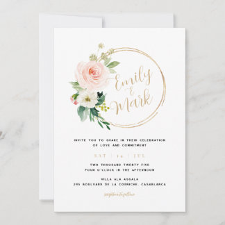Boho Blush Florals Faire-part de mariage