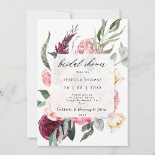 boho blush florals invitation à la douche nuptiale