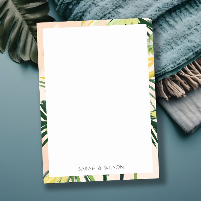 Boho Blush Green Tropical Palm Beach Wedding Card (Creator Uploaded)