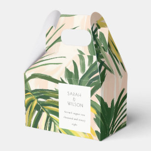 Boho Blush Green Tropical Palm Beach Wedding Favor Box