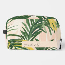 Boho Blush Green Tropical Palm Leaves Beach