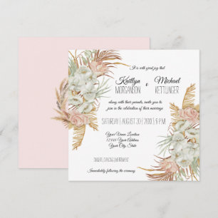 BOHO Blush Orchid Floral Pampas Grass Palm Foliage Invitation