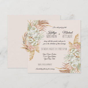 BOHO Blush Orchid Floral Pampas Grass Palm Foliage Invitation