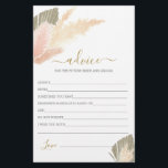 Boho Blush Pampas Grass Advice for the Bride card<br><div class="desc">Boho Blush Pampas Grass advice for the bride card</div>