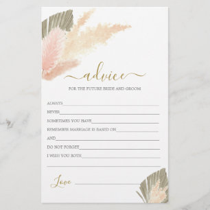 Boho Blush Pampas Grass Conseils pour la carte Mar