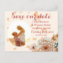 Boho Blush Photo Buttery Floral Save the Date Anno