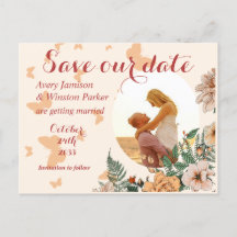 Boho Blush Photo Floral Buttery Save the Date 