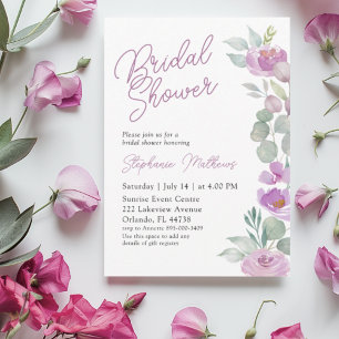 Boho Blush Pink Floral Bridal Shower Invitation
