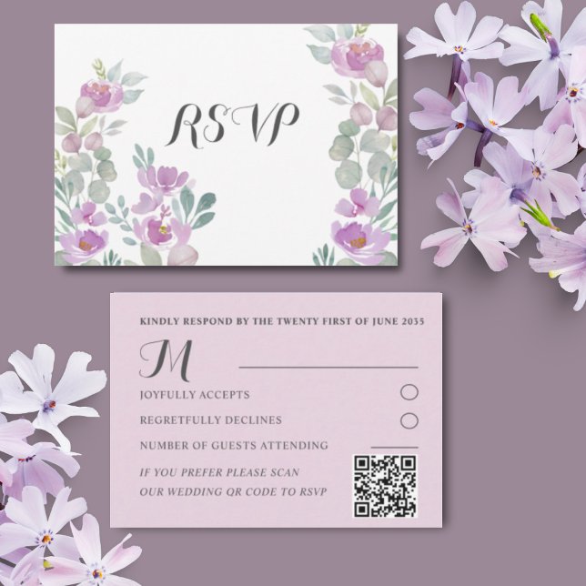 Boho Blush Pink  Floral Eucalyptus Wedding RSVP (Creator Uploaded)