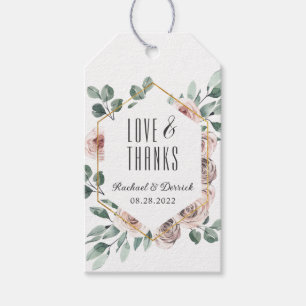 Boho Blush Pink Floral Geometric Thank You Gift Tags