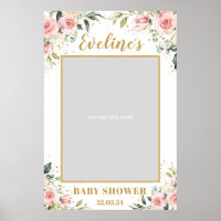 Boho blush pink floral gold baby shower photo prop