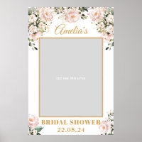 Boho blush pink floral gold bridal photo prop