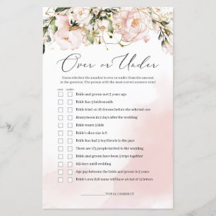 Boho Blush Pink Floral Over or Under Game Bridal