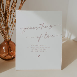 Boho Blush Pink Generations of Love Wedding Pedestal Sign
