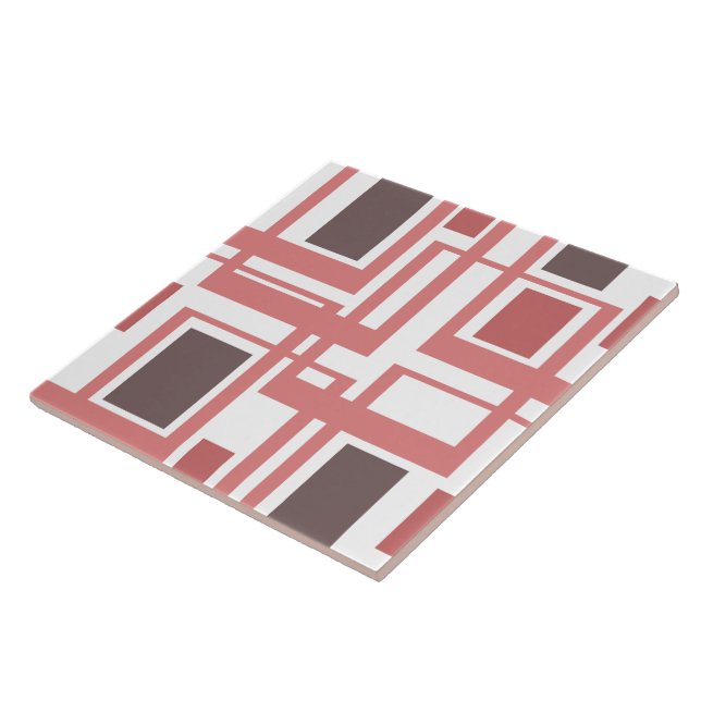 Boho Blush Pink Geometric Squares Ceramic Tile (Side)