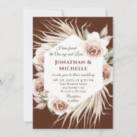 Boho Blush Pink on Brown Floral Christian Wedding