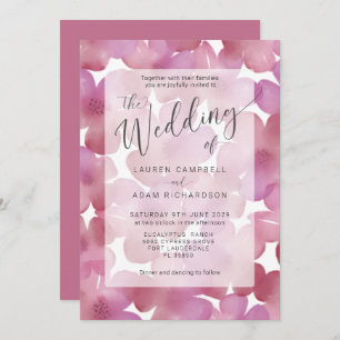 Boho Blush Pink Watercolor floral Wedding Invitation