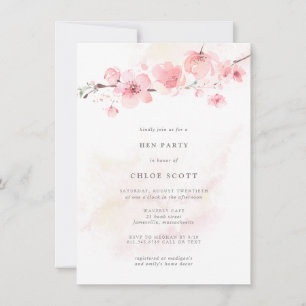 Boho Blush rose Floral Hen Invitation