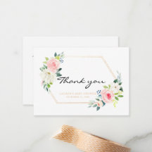 Boho Blush rose or Carte de remerciements géométri