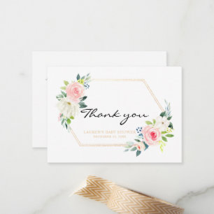 Boho Blush rose or Carte de remerciements géométri
