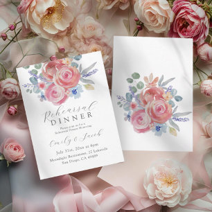 Boho Blush Rose Rehearsal Dinner  Invitation