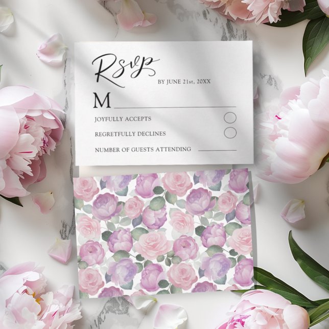 Boho Blush Rose RSVP Wedding Card (Créateur téléchargé)