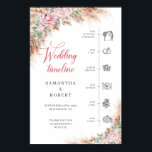Boho blush Roses and pampas grass wedding Timeline Poster<br><div class="desc">Boho blush Roses and pampas grass wedding Timeline Sign Poster, !!! Note: Mount on heavy card stock This trendy popular design is perfect for all boho or tropical style Events. Design is featured watercolor hand painted pampas grass reeds mixed dried palm leaves mixed blush pink flowers and mixed dusty pink...</div>