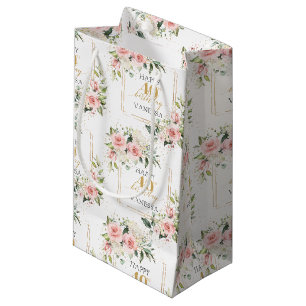Boho blush roses green gold 40th Birthday Gift Bag