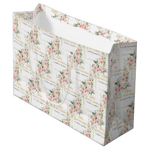 Boho blush roses green gold Quinceañera Gift Bag