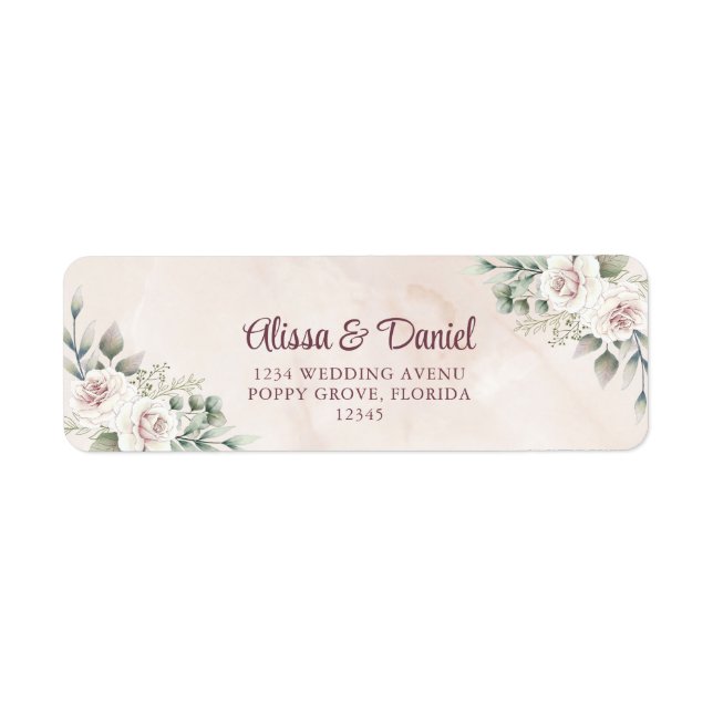 Boho Blush Roses Return Address (Front)