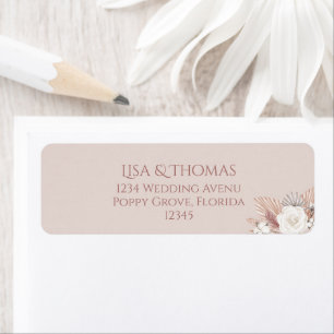 Boho Blush Wedding Invite Return Label