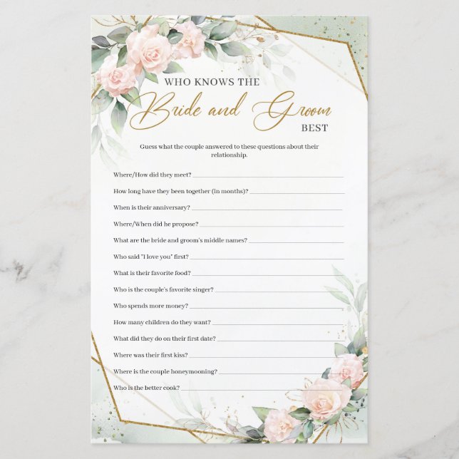 Boho Blush Who Knows the bride and groom Best (Front)