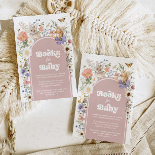 Boho Blush Woodland Wildflower Books for Baby Girl Enclosure Card