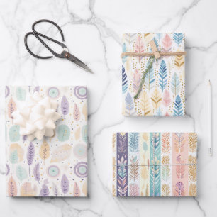 Boho Bohemian All-Occasion Pastel Watercolor Set Wrapping Paper Sheet