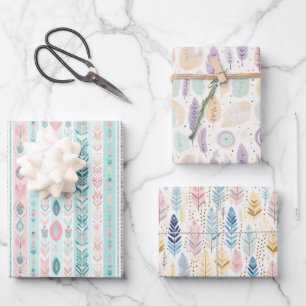 Boho Bohemian All-Occasion Pastel Watercolor Set Wrapping Paper Sheet