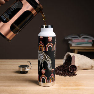  Boho Bohemian Animals Rainbows Modern Art Zebras  Water Bottle