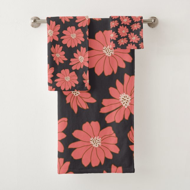 Boho Bohemian Botanical Flowers in Navy et Red (En situation)