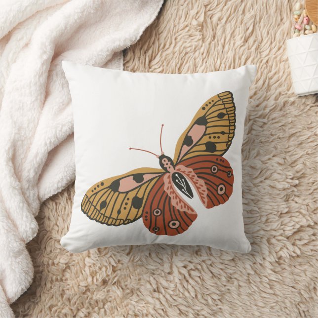 Boho Bohemian Butterfly Sun Moon Reversible Throw Pillow (Blanket)