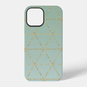 Boho Bohemian Chic Gold & Mint Geometric Glam iPhone 12 Case