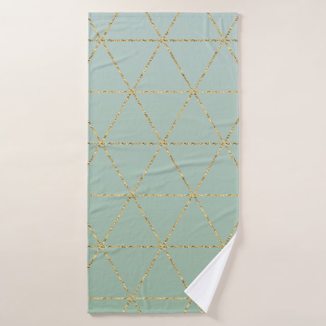 Boho Bohemian Chic Gold & Mint Géométrique Glam (Serviette de bain)
