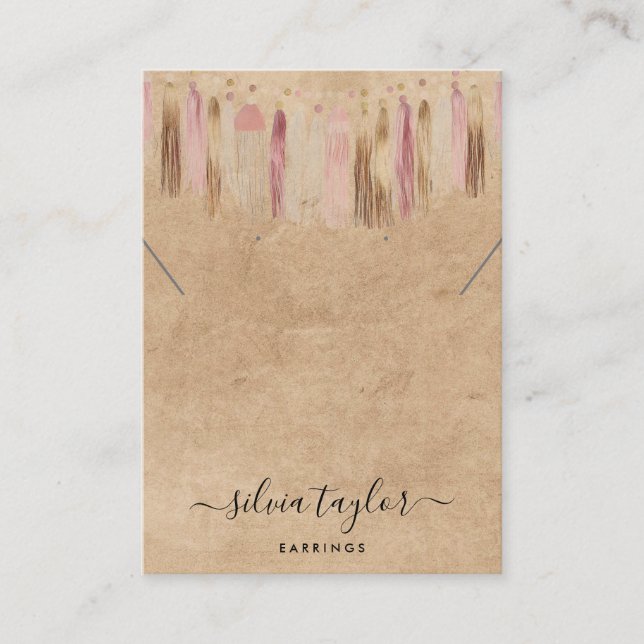 Boho Bohemian Craft Paper Earring Necklace Display Business Card (Front)
